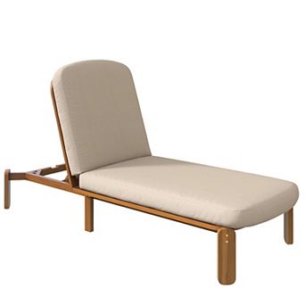 Reclining Poolside Chair with Multiple Backrest Positions and Slatted Seat for Patio