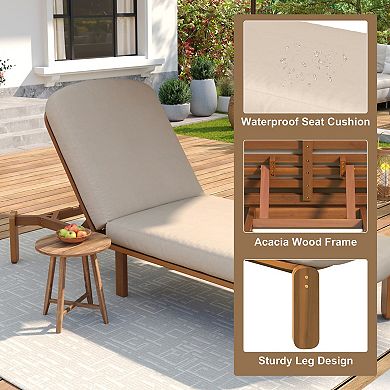Reclining Poolside Chair with Multiple Backrest Positions and Slatted Seat for Patio