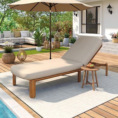 Reclining Poolside Chair with Multiple Backrest Positions and Slatted Seat for Patio