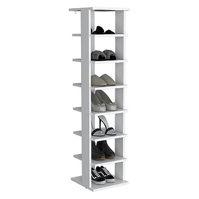 Seven Tier Shoe Rack Open Shelf Wooden Storage Organizer for Bedroom
