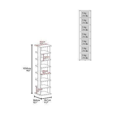 Seven Tier Shoe Rack Open Shelf Wooden Storage Organizer for Bedroom