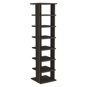 Seven Tier Shoe Rack Open Shelf Wooden Storage Organizer for Bedroom