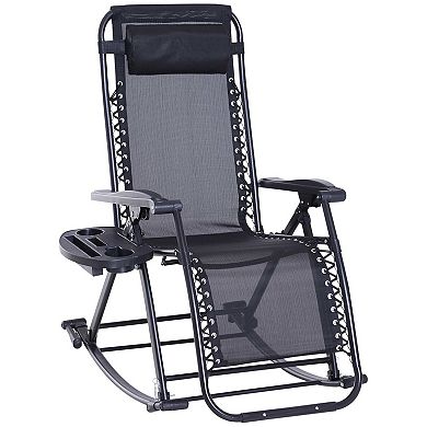 Portable Zero Gravity Rocker with Folding Frame and Integrated Headrest for Lawn