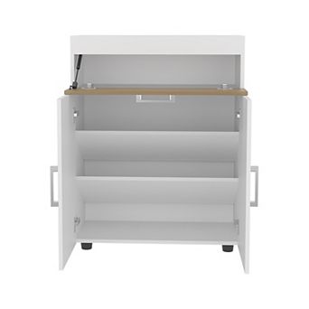 Three Door Shoe Rack with Raised Legs Wooden Storage Organizer for Entryway