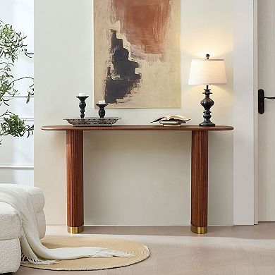 Narrow MDF Console Table With Metal Leg Support Stable Structure For Apartment Hallway Entry