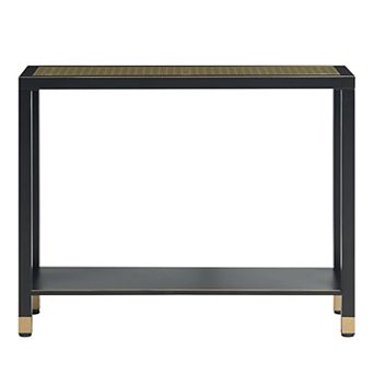 Two Tier Glass Console Table Metal Frame Support Multipurpose Layout For Foyer Office Corridor