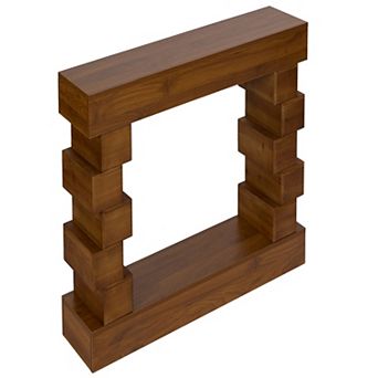 Stacked Block Console Table Solid Wood Structure Natural Surface Finish For Household Display