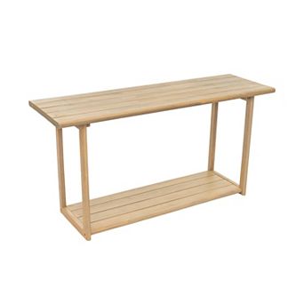 Rectangular Console Table Weather Resistant Wood Structure For Outdoor And Patio Layout