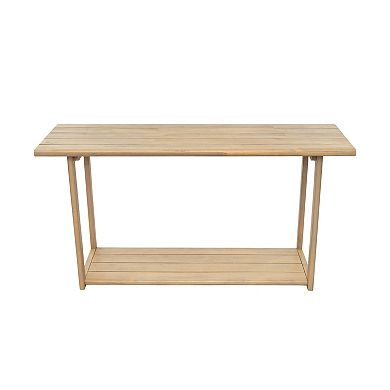 Rectangular Console Table Weather Resistant Wood Structure For Outdoor And Patio Layout