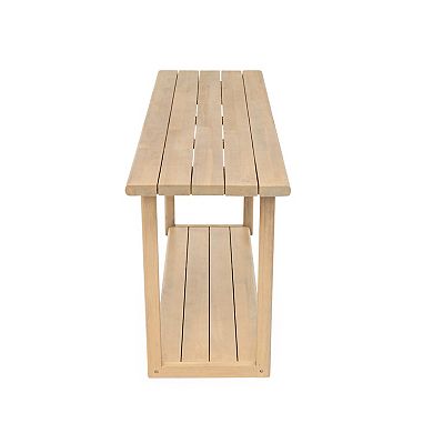 Rectangular Console Table Weather Resistant Wood Structure For Outdoor And Patio Layout