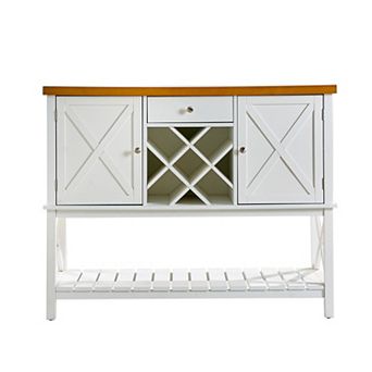 Storage Sideboard Console Table With Cabinet Drawer And Wine Rack For Kitchen Dining Hallway Space