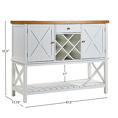 Storage Sideboard Console Table With Cabinet Drawer And Wine Rack For Kitchen Dining Hallway Space