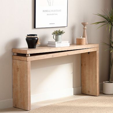 Slim Wooden Console Table With Bead Detail Compact Structure For Small Space Entryway Layout