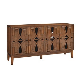 Two Tier Console Table Beaded Trim Storage Shelf For Hallway Foyer And Behind Couch Area