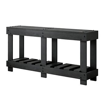 Solid Wood Console Table With Reinforced Legs And Underside Shelf For Hallway And Living Room Use