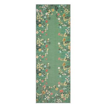 Washable Botanical Area Rugs,Soft Non-Slip Vintage Boho Floral Runners Carpet for Living Room