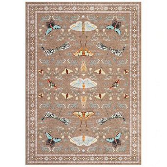 Washable Insect Area Rugs, Butterfly Botanical Boho Non Slip Stain-Resistant Runners Carpet