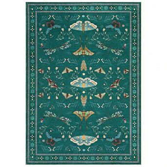 Washable Insect Area Rugs, Butterfly Botanical Boho Non Slip Stain-Resistant Runners Carpet