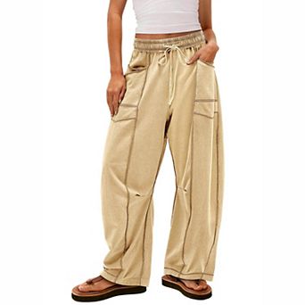 Women's Drawstring Wide Leg Cargo Pants