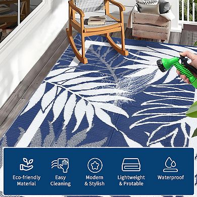 Modern Outdoor Black Brown Plastic Rug Area Mat for Garden, Patio, Backyard, Camping, Picnic