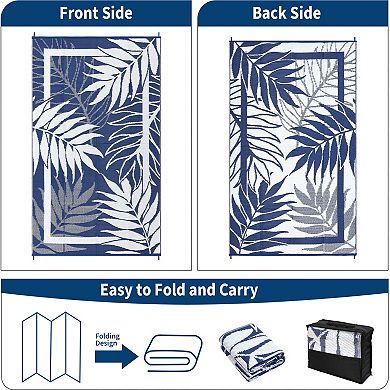 Modern Outdoor Black Brown Plastic Rug Area Mat for Garden, Patio, Backyard, Camping, Picnic