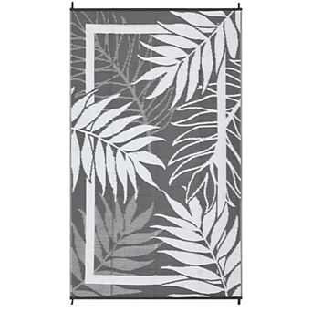 Modern Outdoor Black Brown Plastic Rug Area Mat for Garden, Patio, Backyard, Camping, Picnic