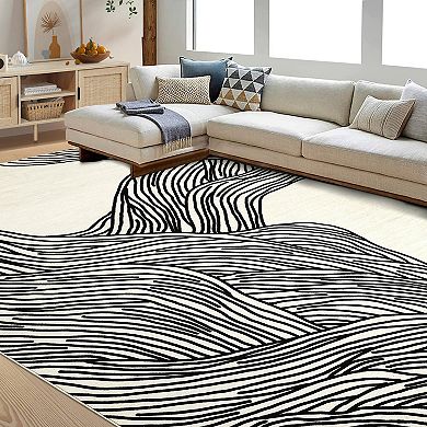 Area Rug Washable Rug Non Slip Non Shedding Rugs Low Pile Foldable Stain Resistant Floor Carpet