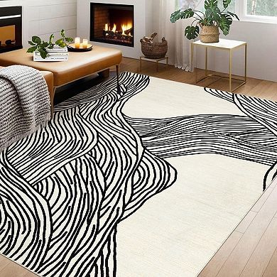 Area Rug Washable Rug Non Slip Non Shedding Rugs Low Pile Foldable Stain Resistant Floor Carpet