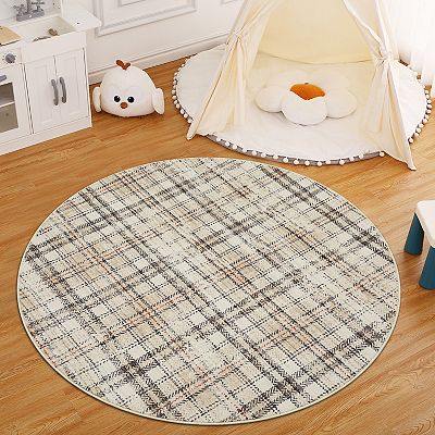 lxt-Washable Rugs Throw Rugs Checkered Area Rug for Living Room