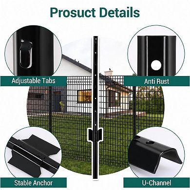 10-Pack Heavy Duty U Metal Fence Posts, Easy-Install for Garden Farm, No Dig Fence Post