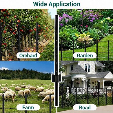 10-Pack Heavy Duty U Metal Fence Posts, Easy-Install for Garden Farm, No Dig Fence Post