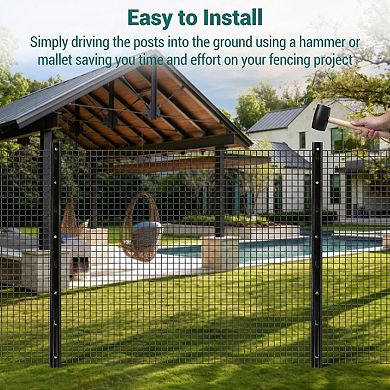 10-Pack Heavy Duty U Metal Fence Posts, Easy-Install for Garden Farm, No Dig Fence Post