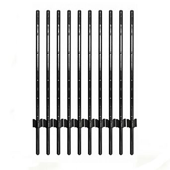 10-Pack Heavy Duty U Metal Fence Posts, Easy-Install for Garden Farm, No Dig Fence Post
