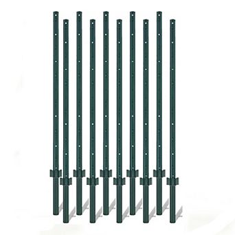 10-Pack Heavy Duty U Metal Fence Posts, Easy-Install for Garden Farm, No Dig Fence Post