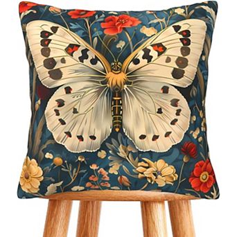 William Morris Abstract Floral Butterfly Throw Pillow Cover, Durable Fabric