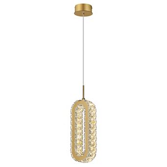 ZLAIQB 1-Light Chrome Oval Crystal Modern 14.56 in Pendant Light