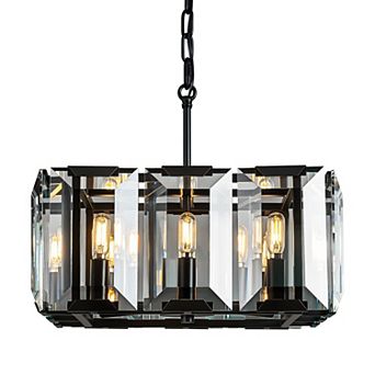 8-Light Modern Crystal Chandelier, Semi Flush Mount Light for Dining Room Kitchen Island Foyer