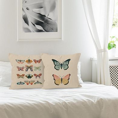Boho Butterfly Linen Throw Pillow Covers Set of 2 Decorative Cushion Cases