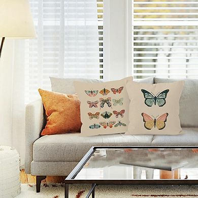 Boho Butterfly Linen Throw Pillow Covers Set of 2 Decorative Cushion Cases