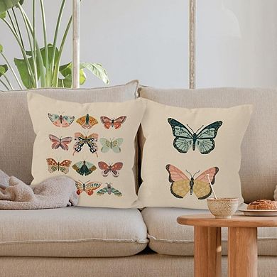 Boho Butterfly Linen Throw Pillow Covers Set of 2 Decorative Cushion Cases
