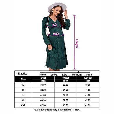 Women's Tiered Long Sleeve Maternity Midi Dress