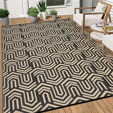 Outdoor Rug Waterproof Reversible Patio Rug Plastic Straw Area Rug