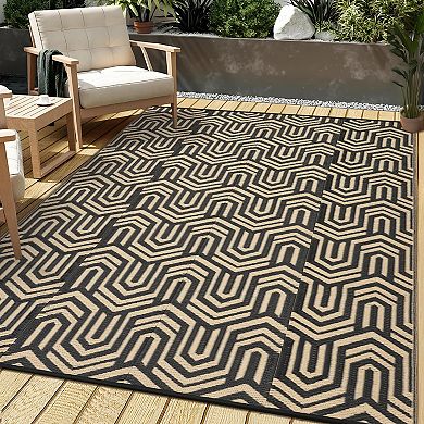 Outdoor Rug Waterproof Reversible Patio Rug Plastic Straw Area Rug