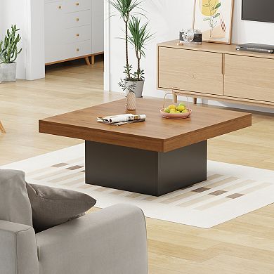 Modern 35" Square Coffee Table, 16-Color LED Light Accent Table, Practical Cocktail Table for room