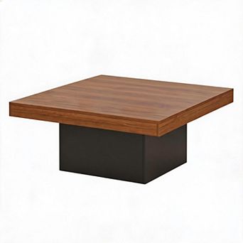 Modern 35" Square Coffee Table, 16-Color LED Light Accent Table, Practical Cocktail Table for room