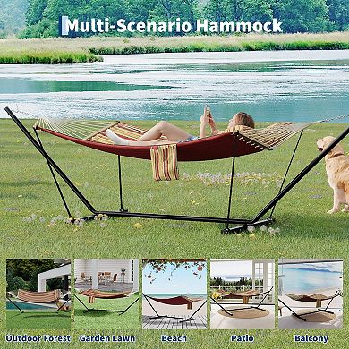 2 Person Outdoor Hammock with Stand, Heavy Duty Portable Double Hammock