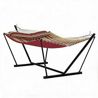 2 Person Outdoor Hammock with Stand, Heavy Duty Portable Double Hammock