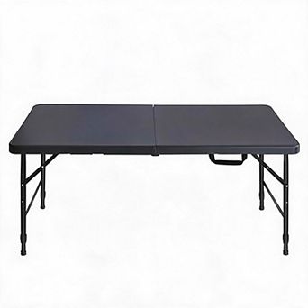 4 Feet Lightweight Foldable Table, Height Adjustable Portable Table for Party Picnic Camping Home