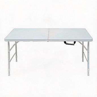 4 Feet Lightweight Foldable Table, Height Adjustable Portable Table for Party Picnic Camping Home