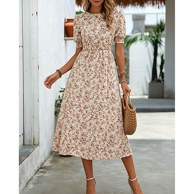 casual floral dress Womens Plus Size Summer Dresses, Dresses for Women, Basic Casual Dresses: Lightweight Bohemian Style Midi for Summer Holidays Embrace effortless elegance with this charming pink pastel dress Casual Charm Pink Pastel Floral